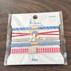 K Lani Hair Tie and Bracelet Set - Red, Blue, White new